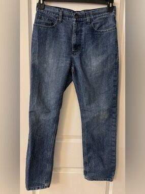 #2406  Axist Brand Premium Relaxed Fit Straight Leg Medium Blue Wash Denim Jeans
